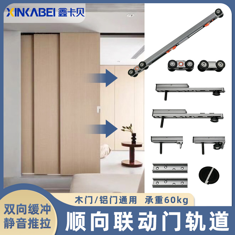 顺向联动移门轨道木门缓冲滑轨