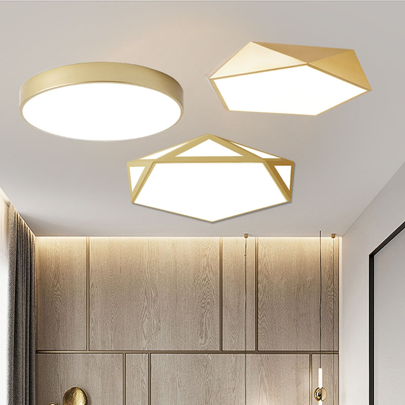 北欧led卧室灯房间灯几何金色