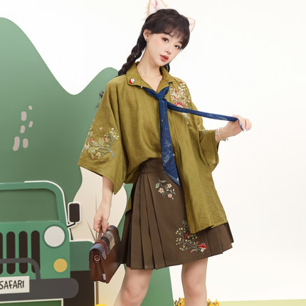 素羽华裳好事多蘑 改良明制汉服女新款马面裙日常新中式夏季套装