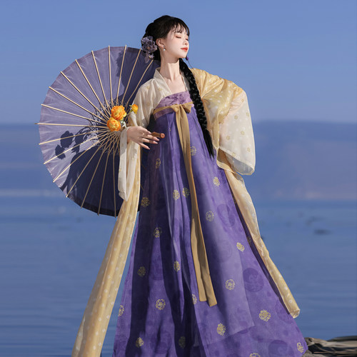素羽华裳新款唐制汉服女【浮光】复原风团花齐胸襦裙日常仙气春夏