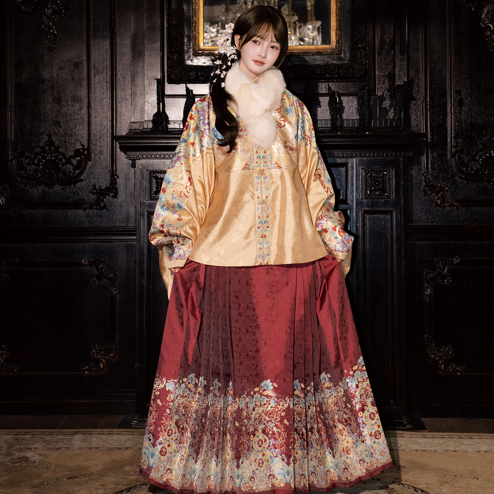 素羽华裳福禄来宜 明制汉服女对襟短袄 仿妆花马面裙织金秋冬套装,女装/女士精品,汉服套装,淘宝优惠券,粉丝福利购,淘宝优惠卷