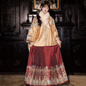 仿妆花马面裙织金秋冬套装 素羽华裳福禄来宜 明制汉服女对襟短袄