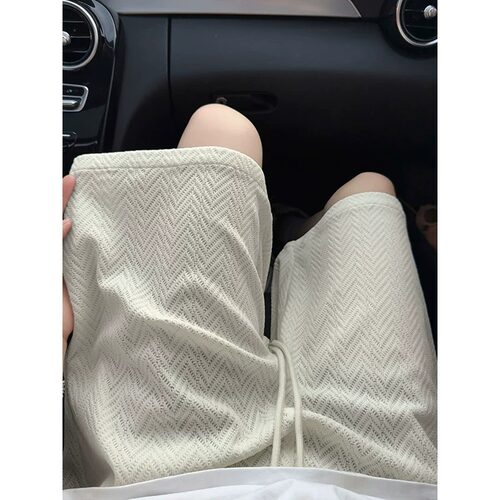人字纹运动短裤男款夏季肌理感提花针织加肥大码宽松海边沙滩裤子