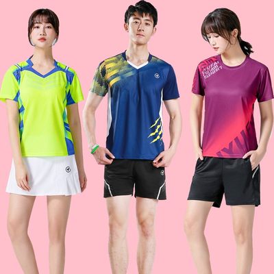 羽毛球服上衣男女款短袖速干透气运动衣服乒乓球训练套装定制印字