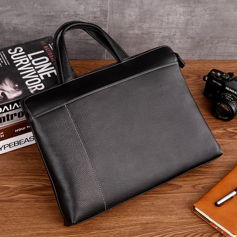 公文包男商务简约青年真皮大容量休闲单肩斜挎手提包手拿男士包包