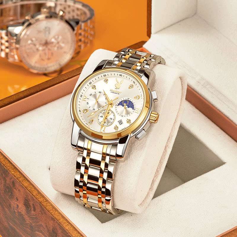 花花公子欧美名牌手表男潮休闲多功能防水非机械表男士石英表正品