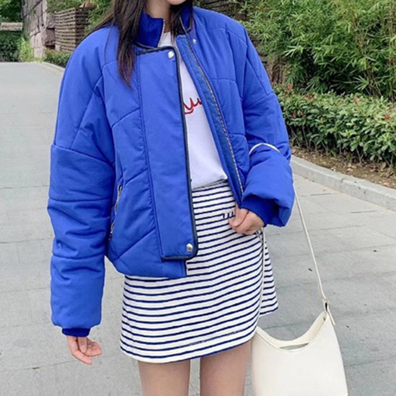 阿玛施旗舰店官网正品2020秋冬新款百搭立领拉链面包服棉服外套女