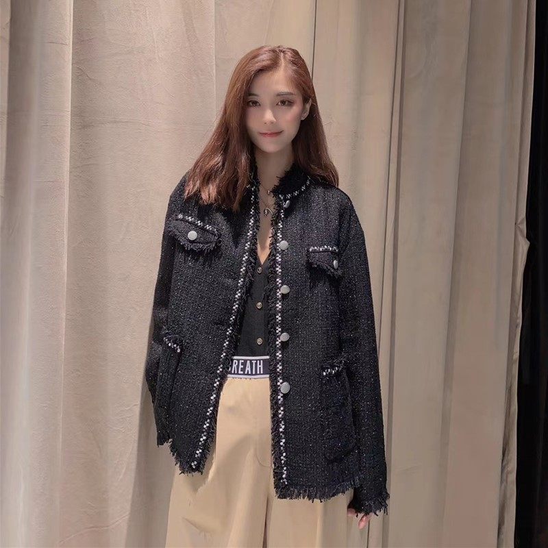 阿玛施旗舰店官网正品2020秋季新款百搭时尚流苏小香风短外套女