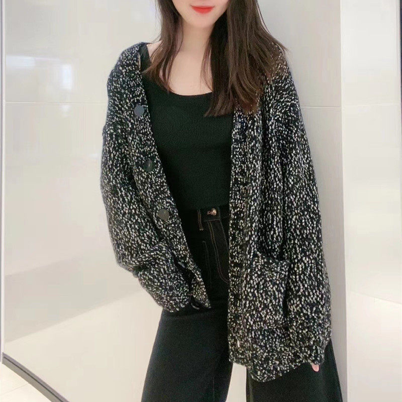 阿玛施旗舰店官网正品2020秋冬季新款百搭休闲纯色宽松开衫外套女