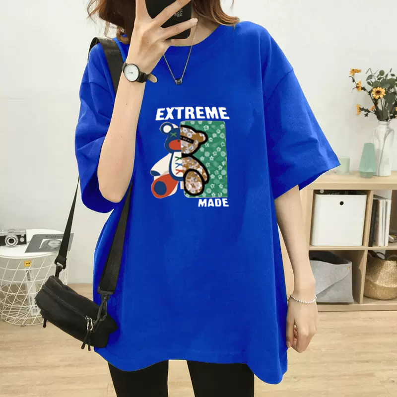 长款欧货大板白色短袖t恤女夏季2023年新款宽松纯棉圆领上衣ins潮