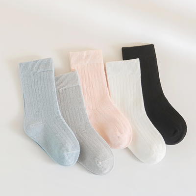 婴儿童袜子春秋四季初生宝宝儿童新生儿无骨松口不勒腿纯色中筒袜