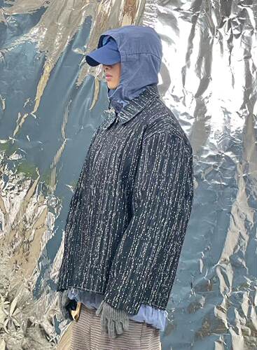 Pointless提花烟花纹毛边夹克