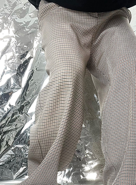 Pointless 24SS 原创百搭设计感千鸟格微喇休闲宽松垂感长裤男女