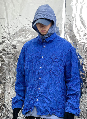 Pointless 24SS 设计师小众原创褶皱纽扣时尚潮流衬衫外套男女款