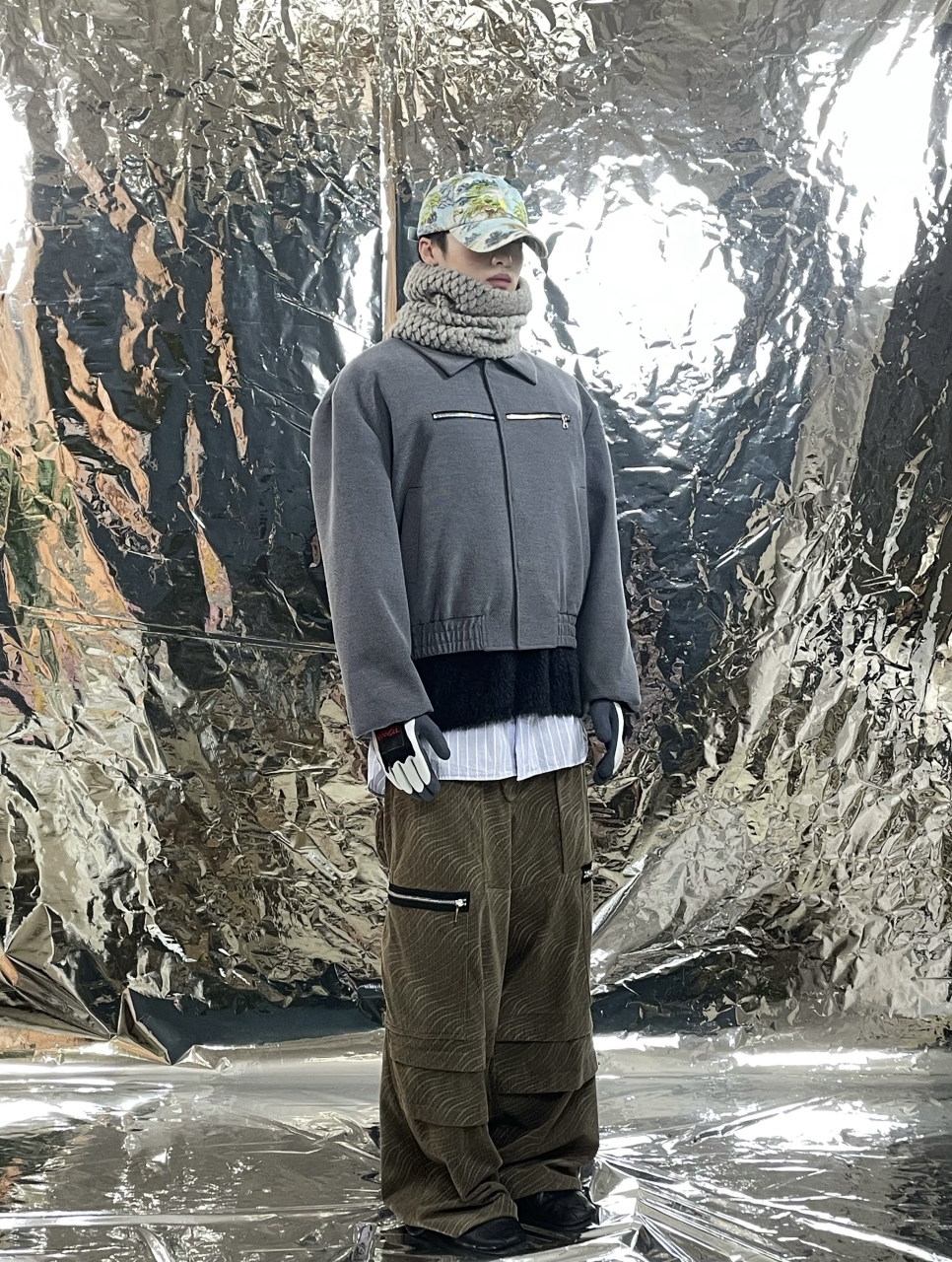 Ponitless直筒阔腿裤暗纹灯芯绒