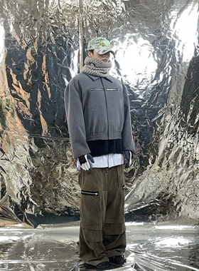 Pointless 23FW暗纹灯芯绒百搭立体多口袋直筒宽松休闲微喇阔腿裤