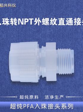 PFA入珠接头 入珠转MNPT直通 外螺纹变径外牙异径四氟管转换嵌套