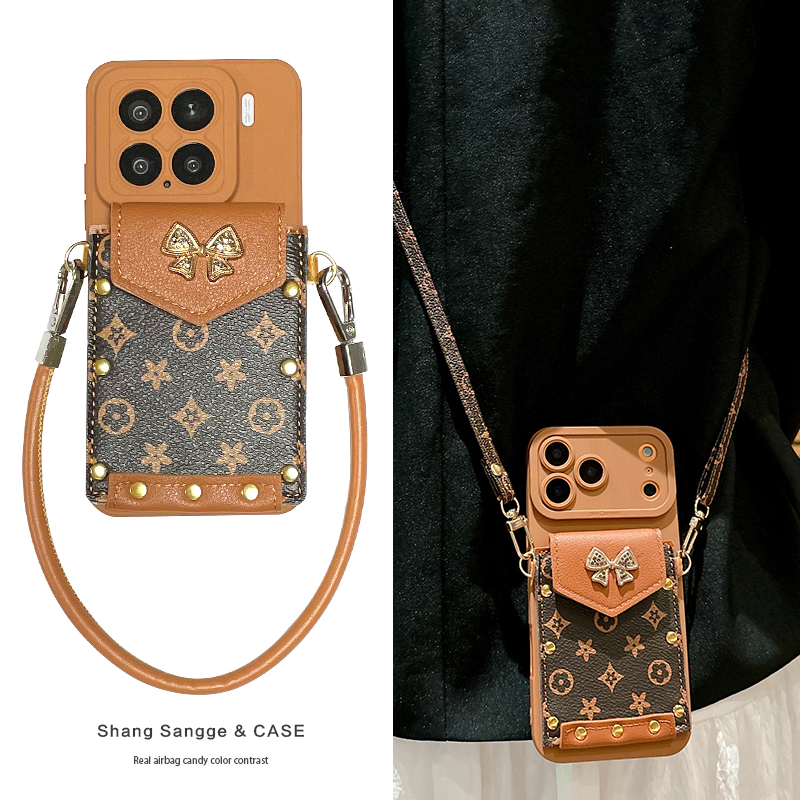 蝴蝶结老花卡包适用小米17手机壳17Promax新款美拉德15Pro斜跨可背14背包式13保护套12全包红米K80高级感女款