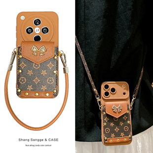 保护套全包ultra高级感 X8s 蝴蝶结老花卡包适用OPPOfindx8手机壳findx9新款 美拉德findx7Pro斜跨可背X6背包式