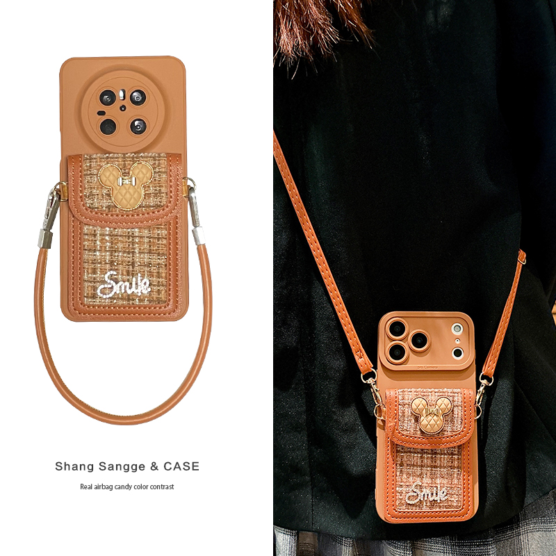 针织米奇零钱卡包适用华为mate70手机壳Mate60Pro秋冬新款mete50斜跨背包式40高级感30全包硅胶20女70优享版