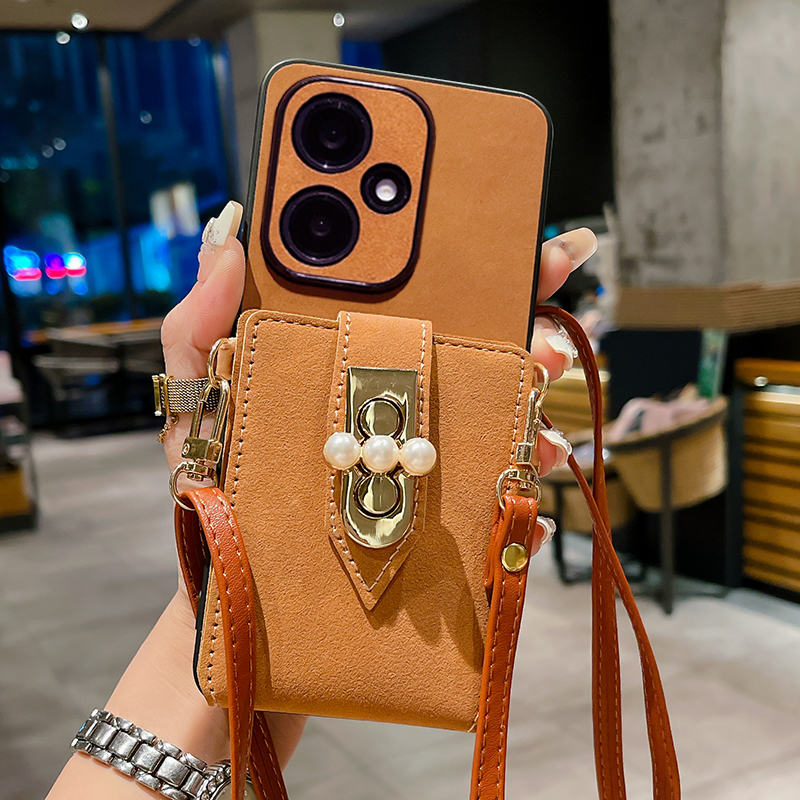 复古羊巴皮珍珠卡包适用华为荣耀400手机壳500新款300保护套200斜跨100Pro背带90镜头全包80防摔70外壳60女50