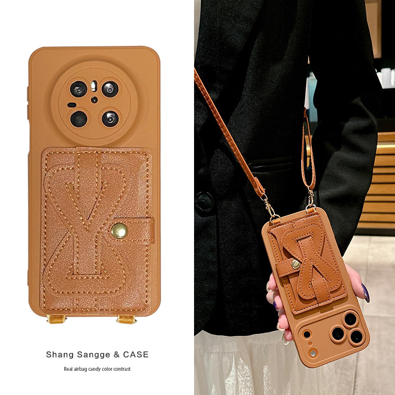 美拉德棕色腕带卡包适用华为Mate80手机壳Mate70Pro保护套新款mete60软壳50斜跨背带40背包式Max高级感Air女图片