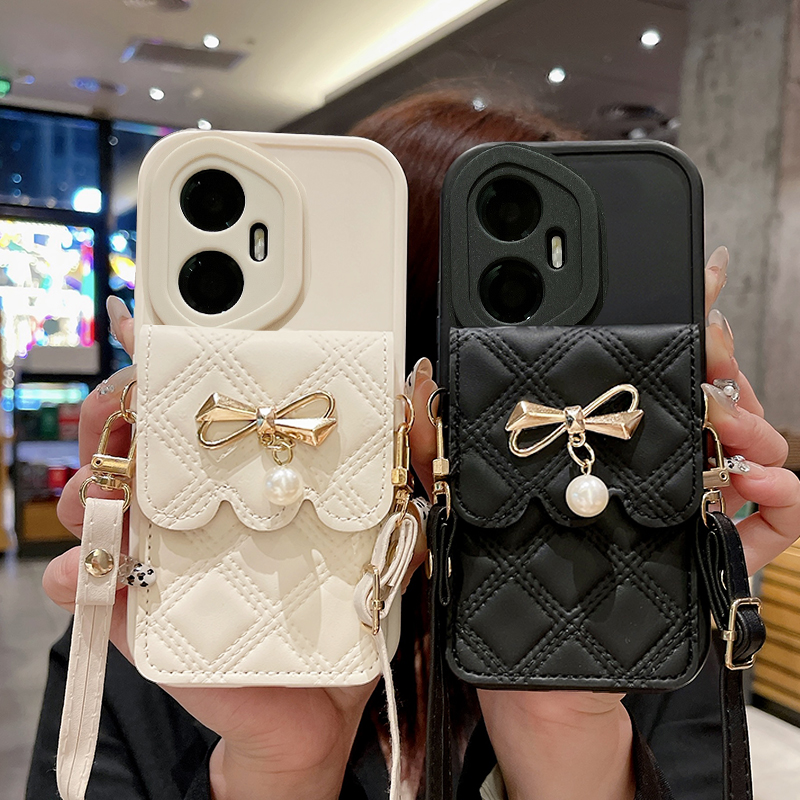 适用荣耀90手机壳蝴蝶结卡包