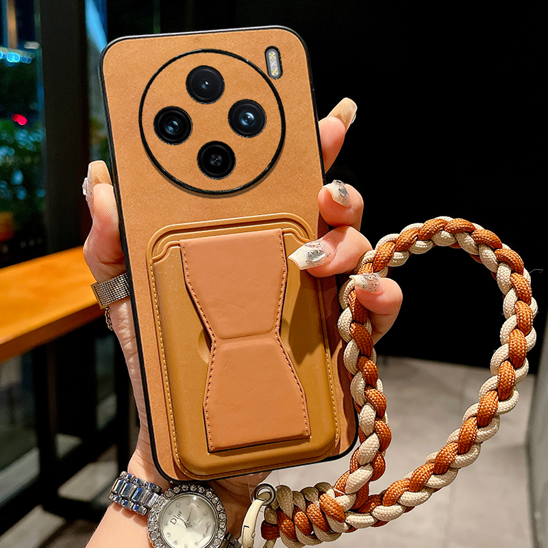 羊巴皮支架卡包适用于vivox200手机壳x300Pro新款X200S保护套x100镜头全包x90复古x80高级感x70防摔x60外壳女