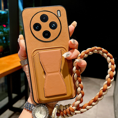 羊巴皮支架卡包适用于vivox200手机壳x300Pro新款X200S保护套x100镜头全包x90复古x80高级感x70防摔x60外壳女