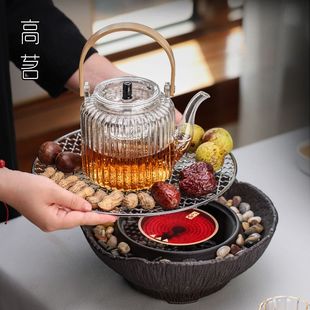 煮茶器电陶炉套装 冬天围炉煮茶壶玻璃2024新款 全套家用室内煮茶炉