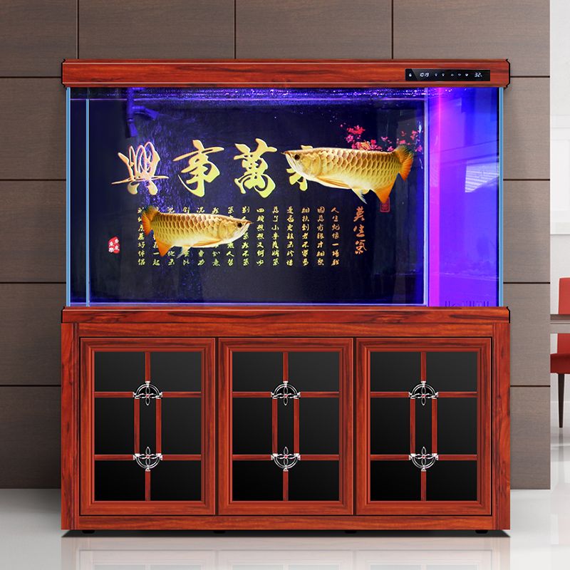 鱼缸客厅2024新款超白龙鱼缸水族箱生态家用大型玻璃底过滤中式