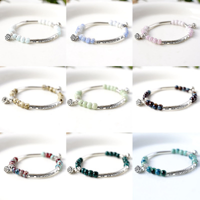 景德镇创意手工陶瓷森系手链女民族风文艺小清新学生时尚手串饰品