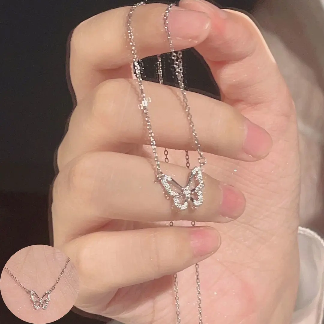 钛钢项链满钻蝴蝶设计感精致女