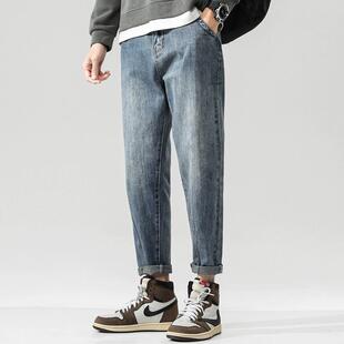 弹力牛仔裤男款秋季宽松直筒小脚男裤春秋款潮牌休闲裤子长裤男士