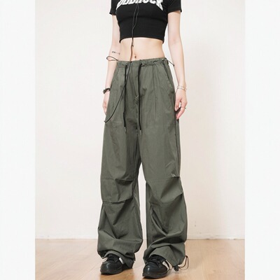 0123Start 美式阔腿伞兵工装裤男女宽松复古休闲冲锋纸袋裤夏薄款