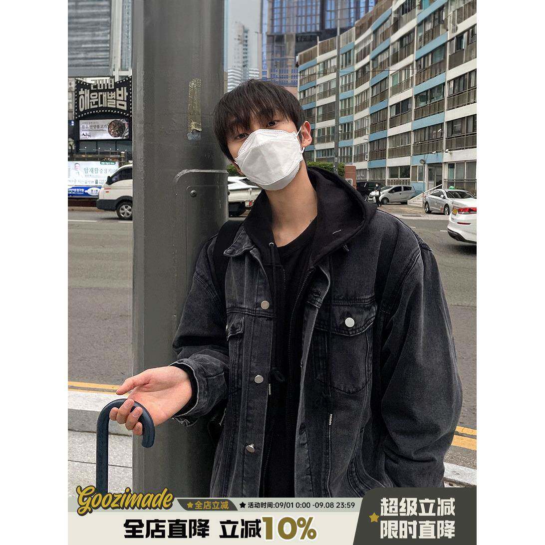 黑色牛仔外套男秋季男生高级感痞帅牛仔衣潮春秋2025新款夹克男款