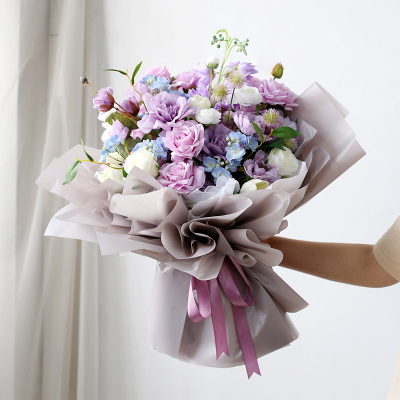 毕业手捧花艺交车年会颁奖留影仿真大花束贺礼求婚影楼拍照假花