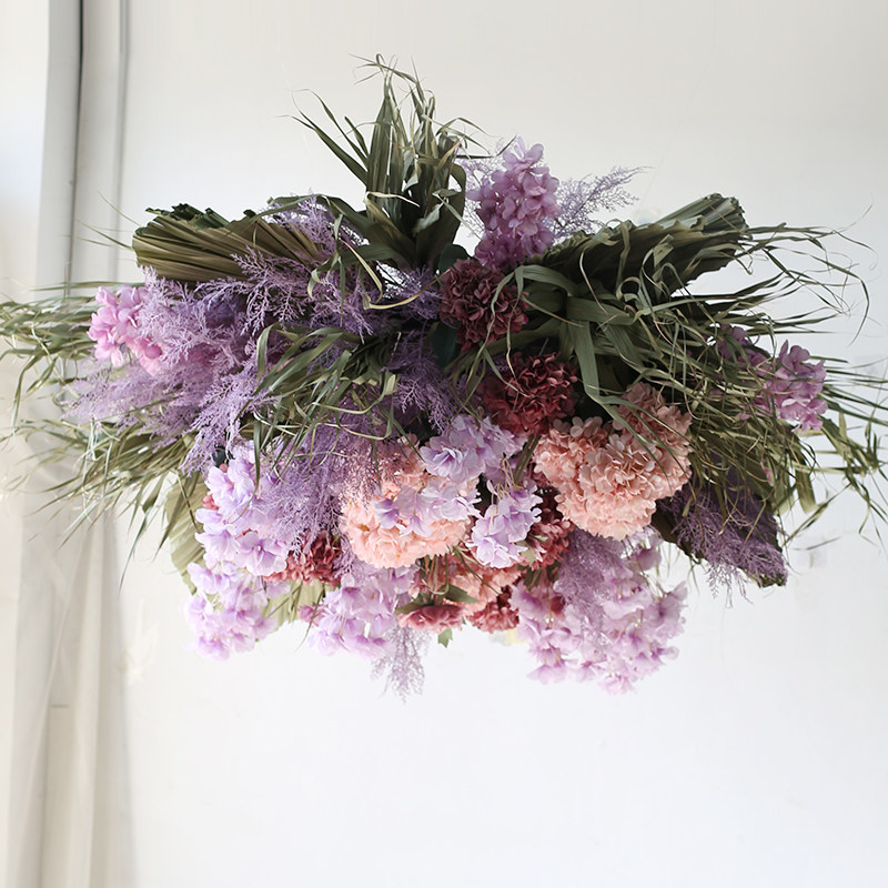 仿真花艺吊顶花艺店铺软装悬挂装饰餐饮服装店绣球花立体美陈花卉