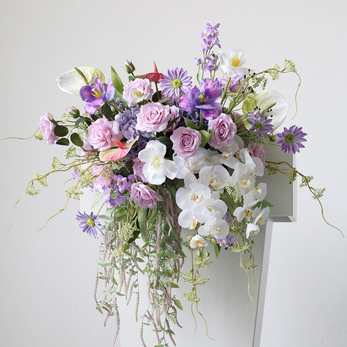 Flowerwall高级紫讲台花仿真花艺