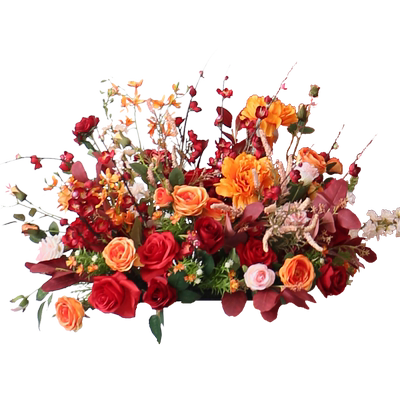 Flowerwall红色婚庆花艺路引花架