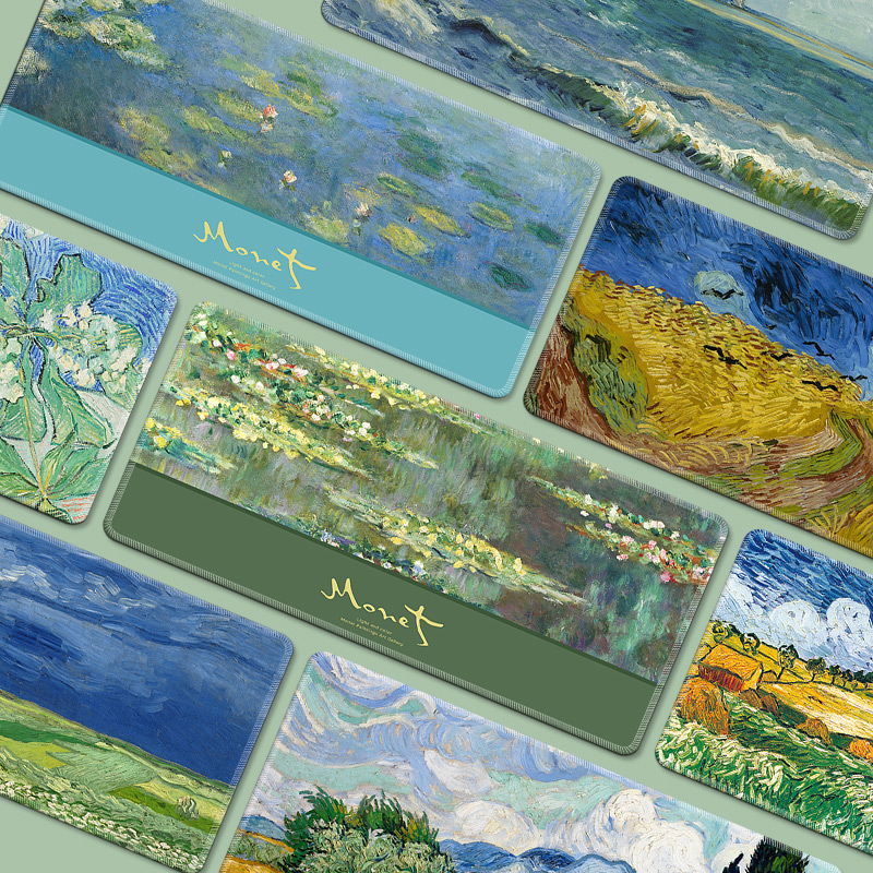 橡胶世界油画鼠标垫锁边