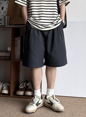 B东日系男装夏季工装基础休闲五分短裤夏天男生穿搭宽松直筒裤