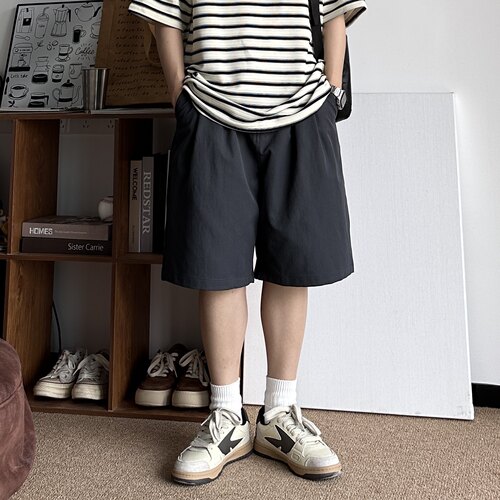 B东日系男装夏季工装基础休闲五分短裤夏天男生穿搭宽松直筒裤