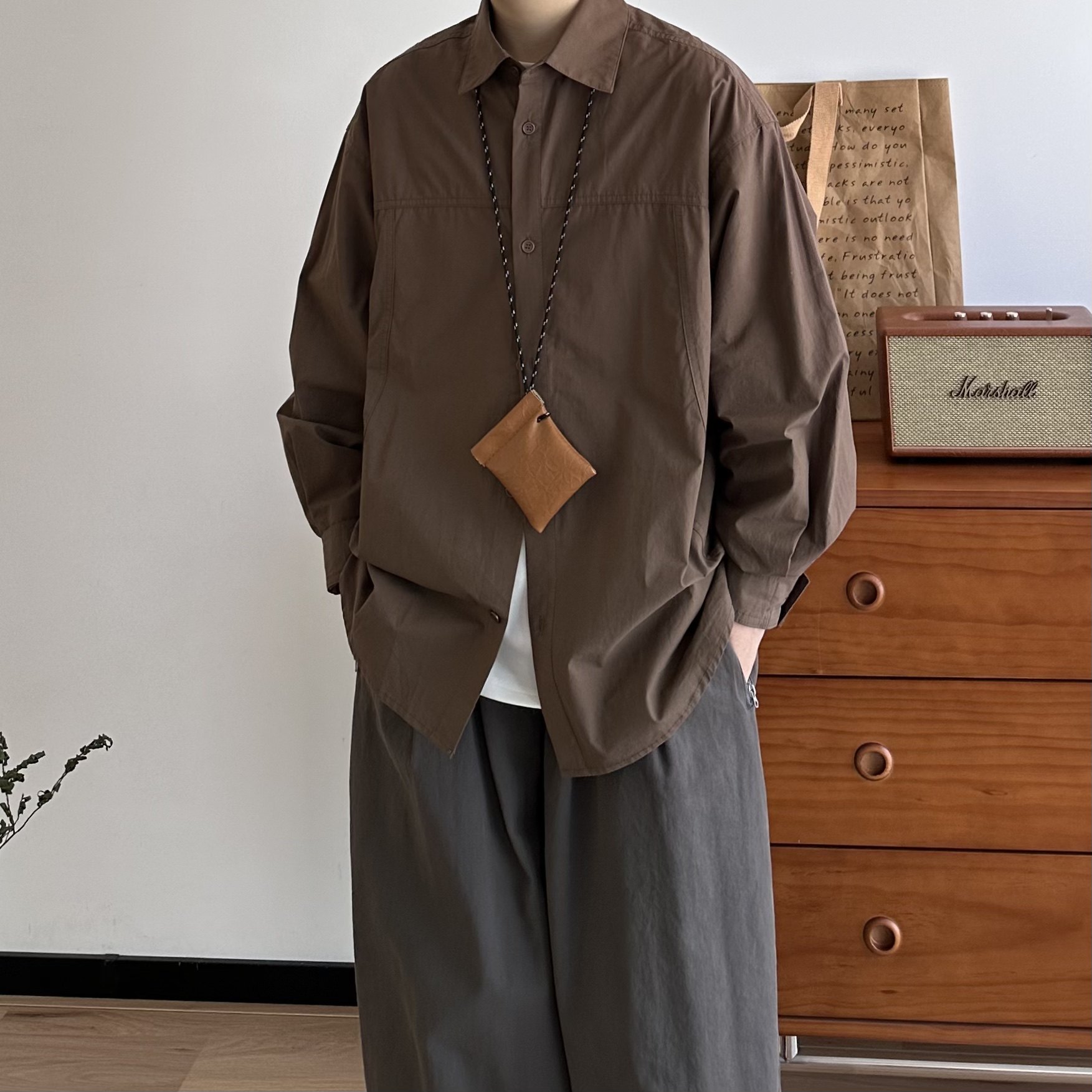 B东日系男装春秋长袖衬衣美拉德复古氛围感宽松简约衬衫男女外套,男装,衬衫,淘宝优惠券,粉丝福利购,淘宝优惠卷