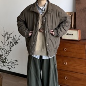 BUTQIU复古秋冬宽松加厚保暖短款 翻领棉服外套男女古着感棉衣上衣