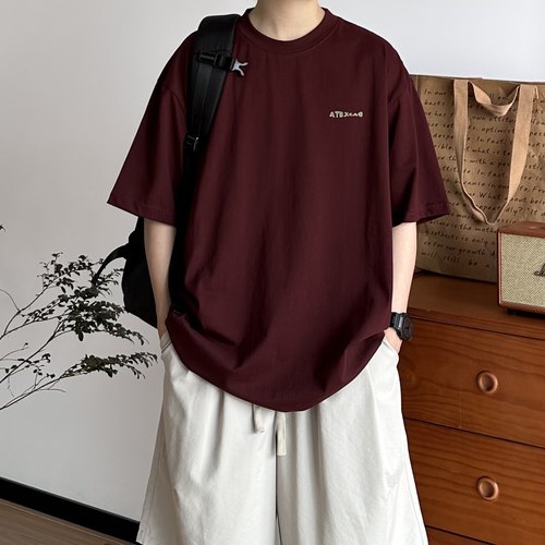 B东日系男装复古趣味印花短袖T恤男女夏宽松休闲圆领半袖上衣情侣