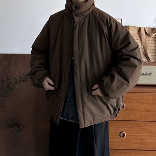 BUTQIU日系秋冬复古氛围感工装外套棉服宽松立领休闲夹克棉衣男
