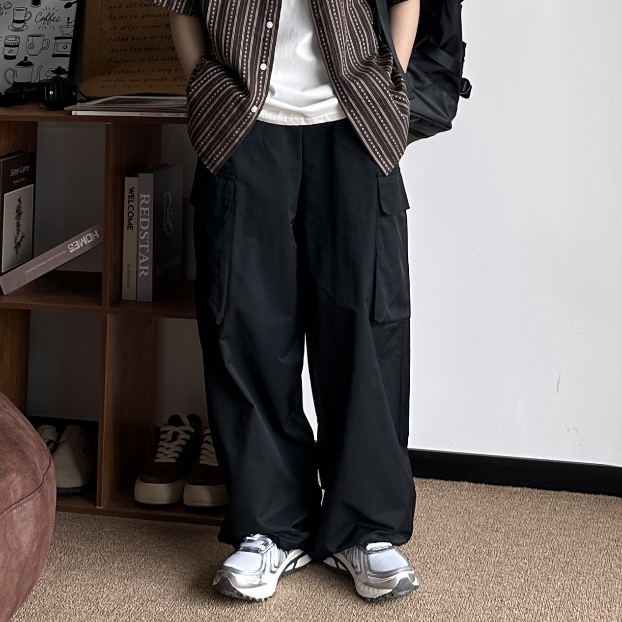 B东日系男装山系户外速干口袋工装裤夏季长裤男中性帅气休闲裤子