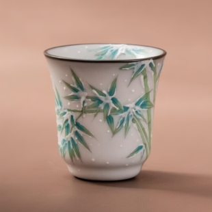 铁骨王文富竹闻香杯厚胎厚釉汝窑手绘陶瓷品茗杯家用茶具泡茶杯