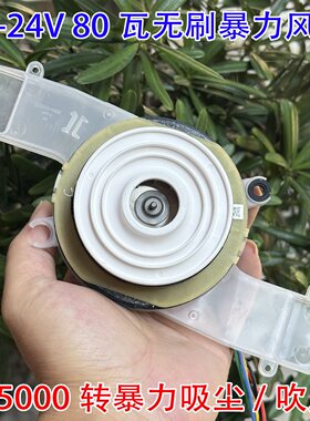 12-24V80W暴力无刷风机吹风换气吸尘器diy（带透明出风罩）